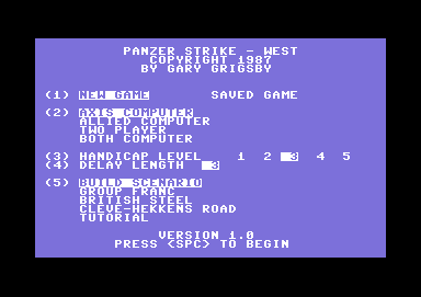Panzer Strike screenshot 2 for Commodore 64
